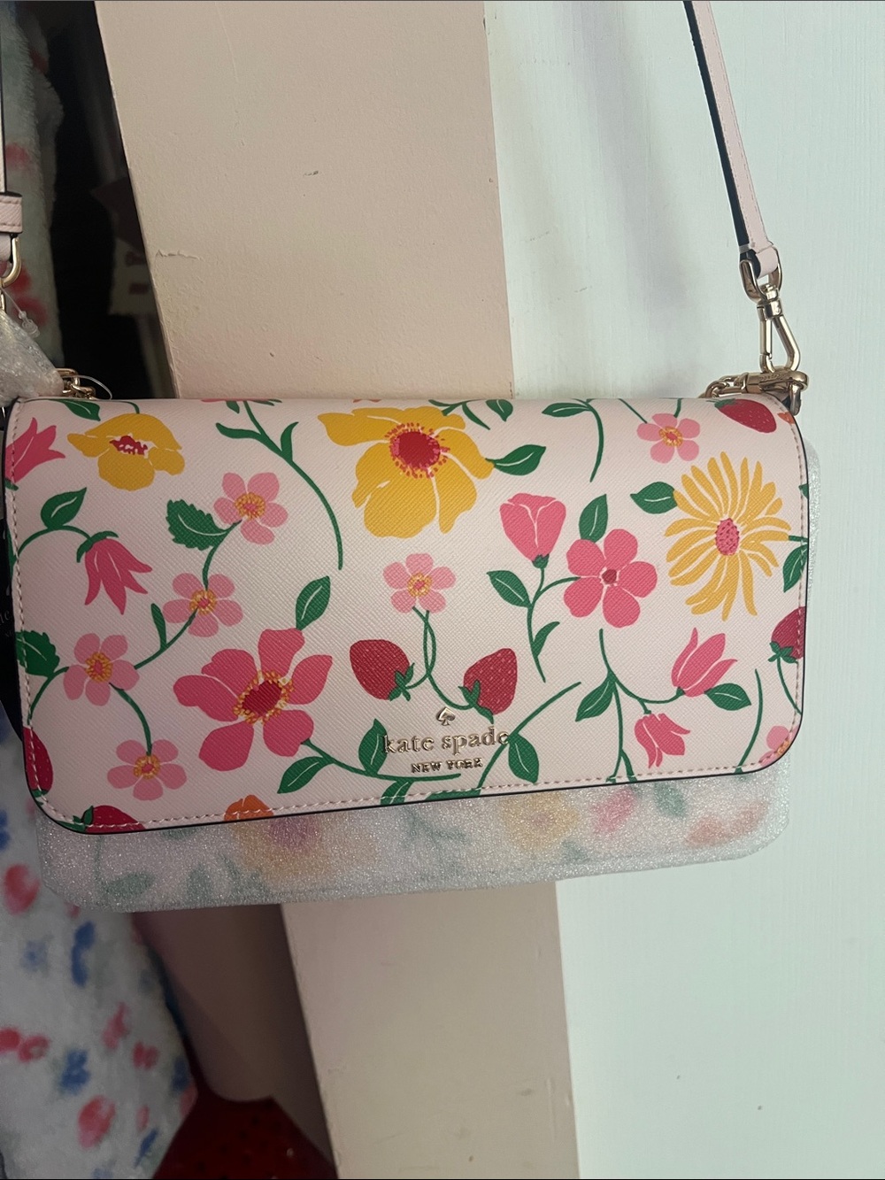 kate spade Pink Floral Crossbody with Yellow & Green Accents